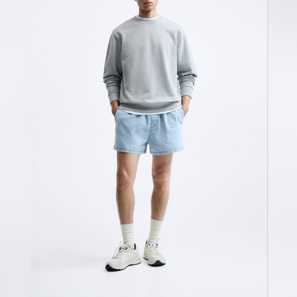 ZARA CROPPED DENIM BERMUDA SHORTS